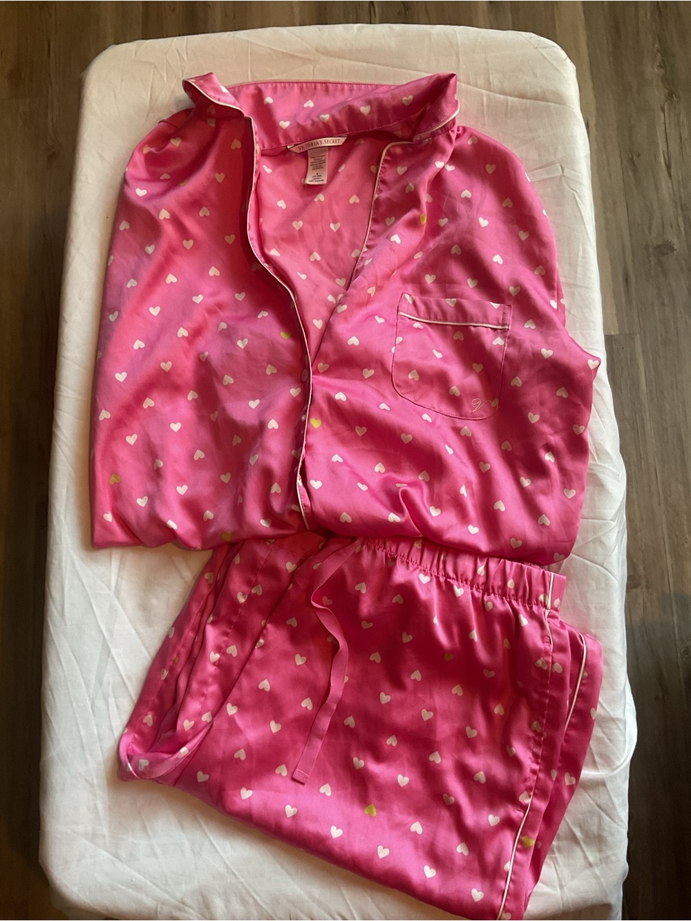 Victoria's Secret Pink Heart-Print Two-Piece Pajama Set